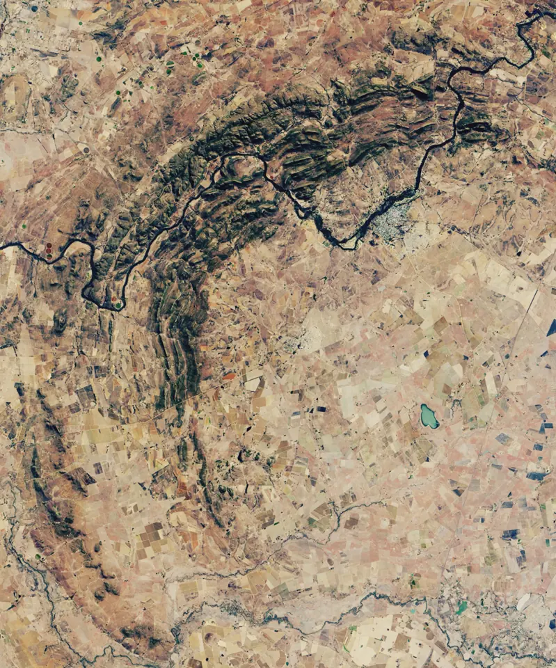 La structure de Vredefort (Afrique du Sud), vue par le satellite Landsat 8 le 27 juin 2018.
