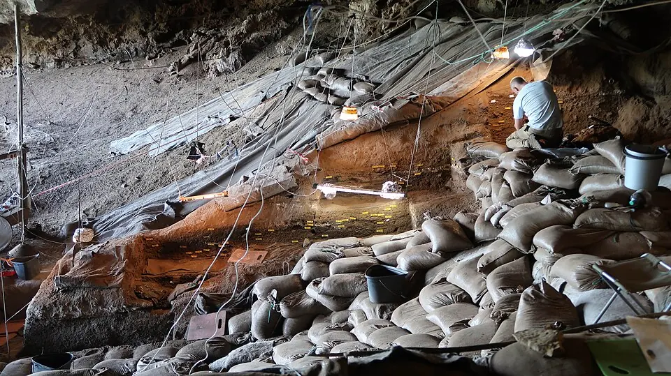 The excavations at Border Cave, in South Africa, photographed in 2018. The notched bone comes from this cave.