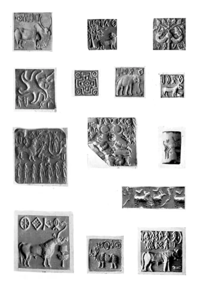 Seals of the Indus civilisation, on a plate published by Ernest Mackay in 1935.