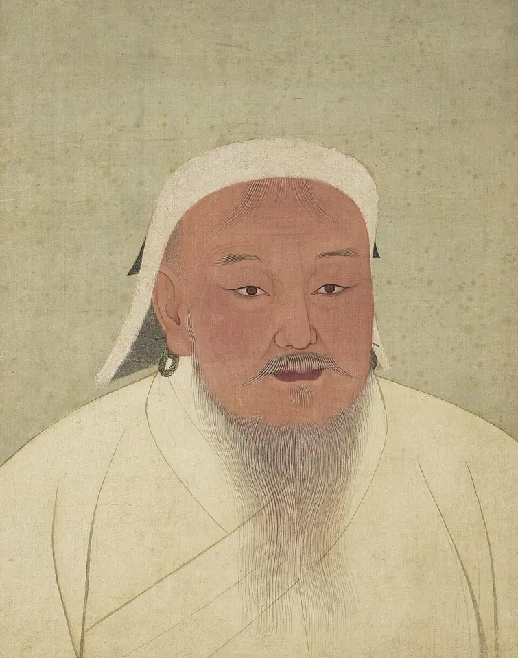 Portrait of Genghis Khan from an album of the Yuan emperors, painted in the fourteenth century. National Palace Museum.