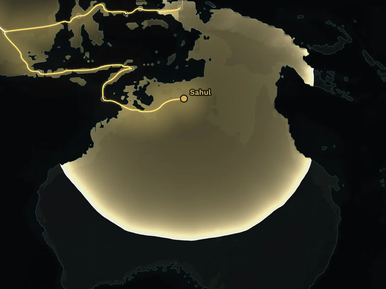 Il y a 44 500 ans. Depuis le nord de l'Australie, la couleur du Sahul s'est étendue sur une partie du continent.