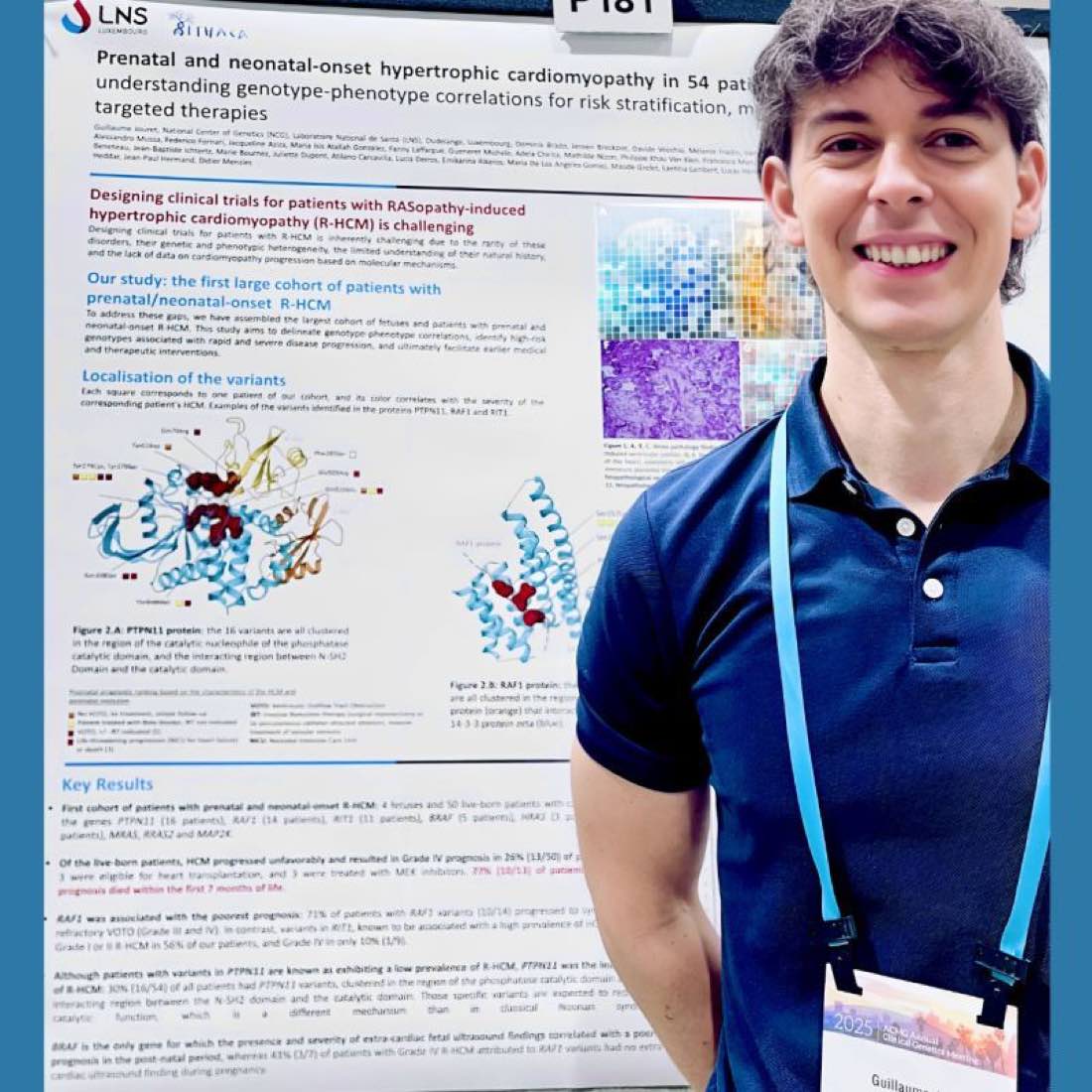 Guillaume Jouret in front of his RASopathies poster at the ACMG 2025 meeting in Los Angeles
